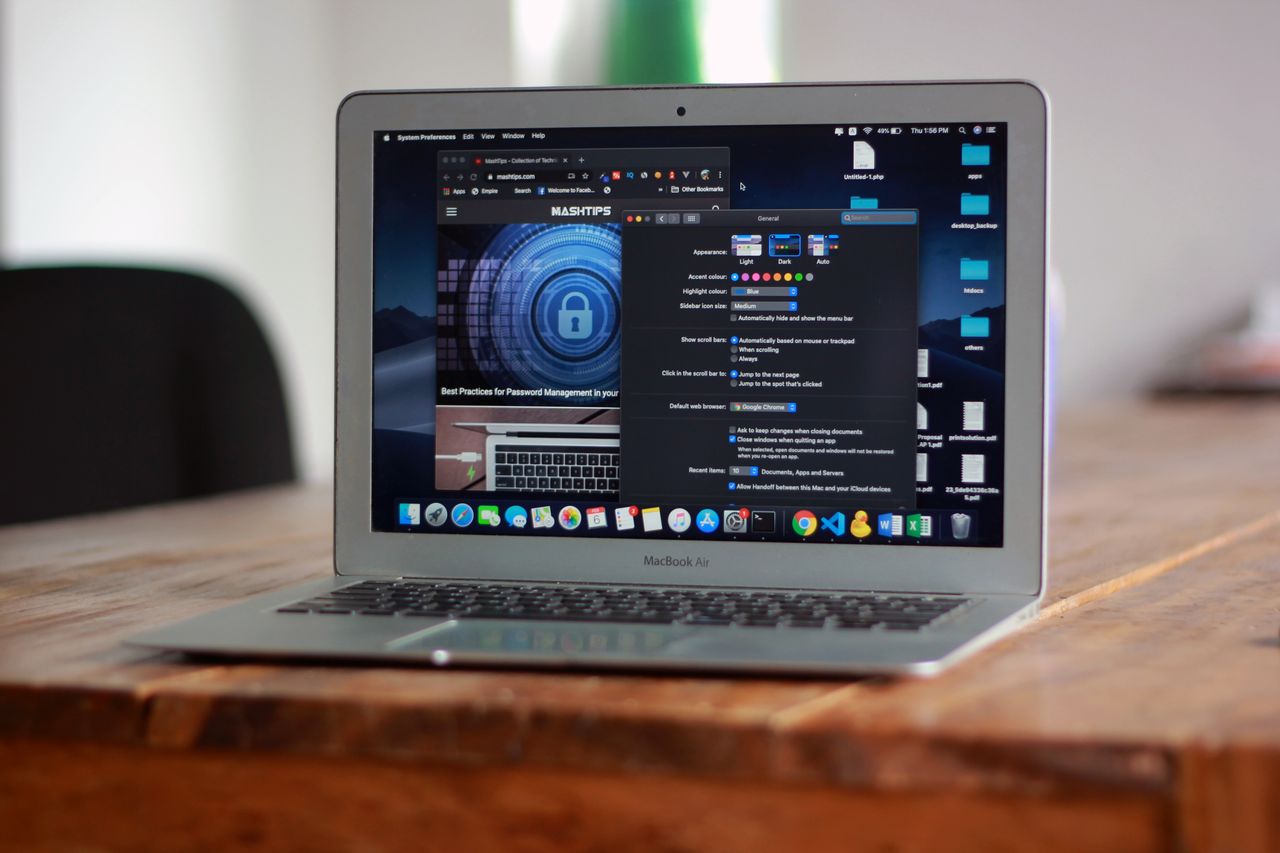 Applications open on a laptop