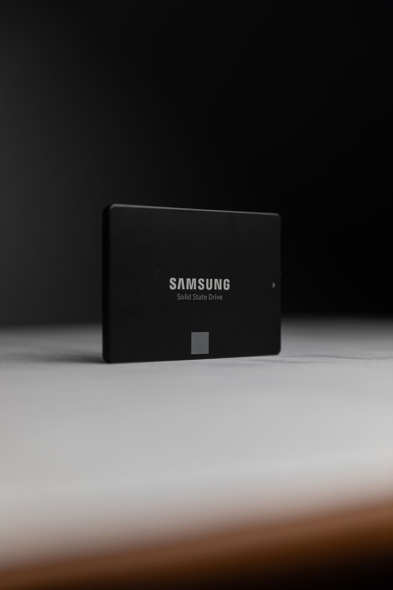 Solid-state drive on a dark surface