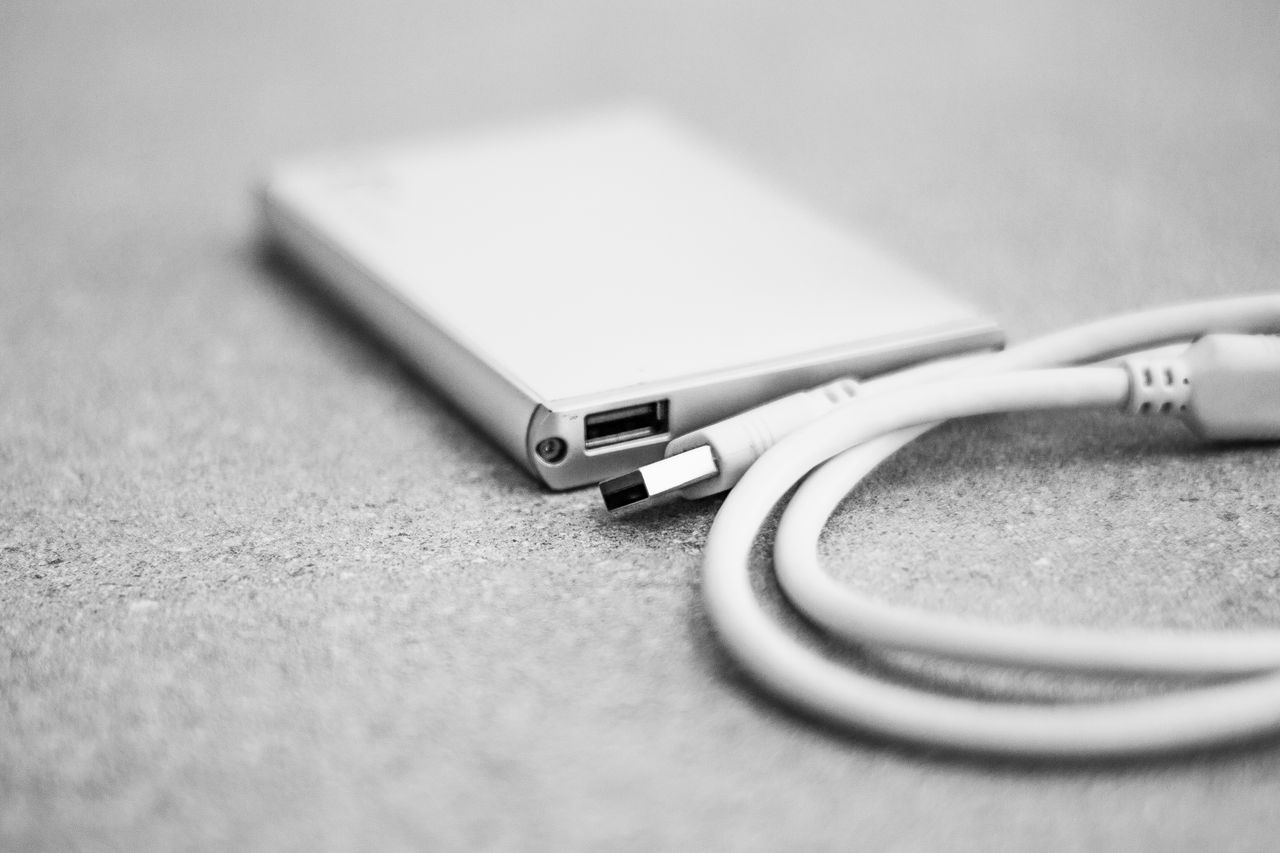 External drive and a USB cable