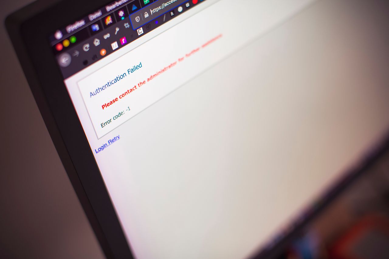 Failed sign-in displayed on a screen