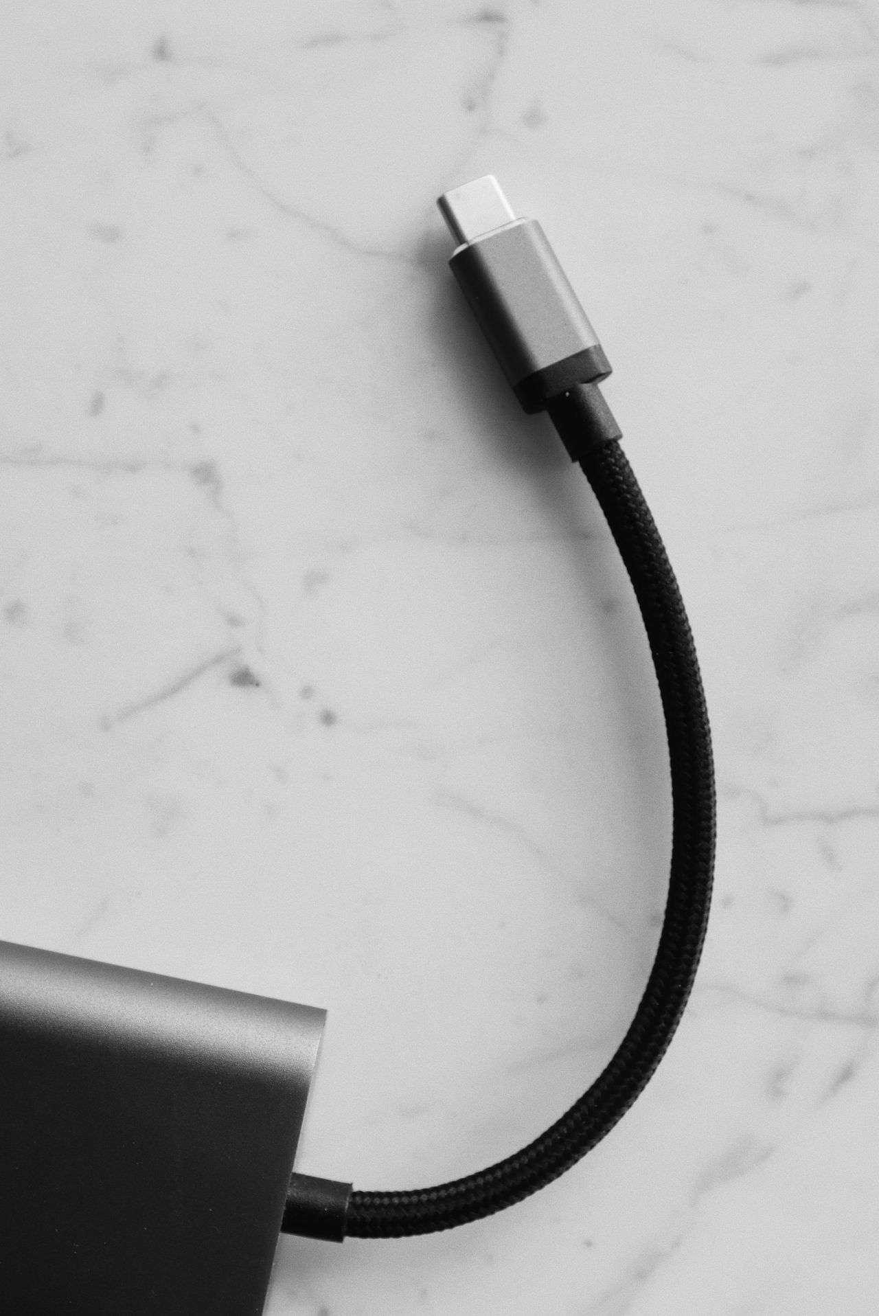 USB-C connector on a light surface