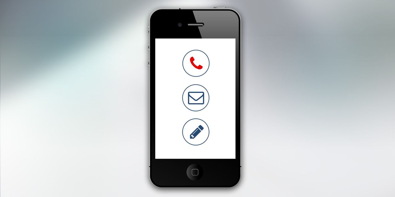 Communication icons on a smartphone