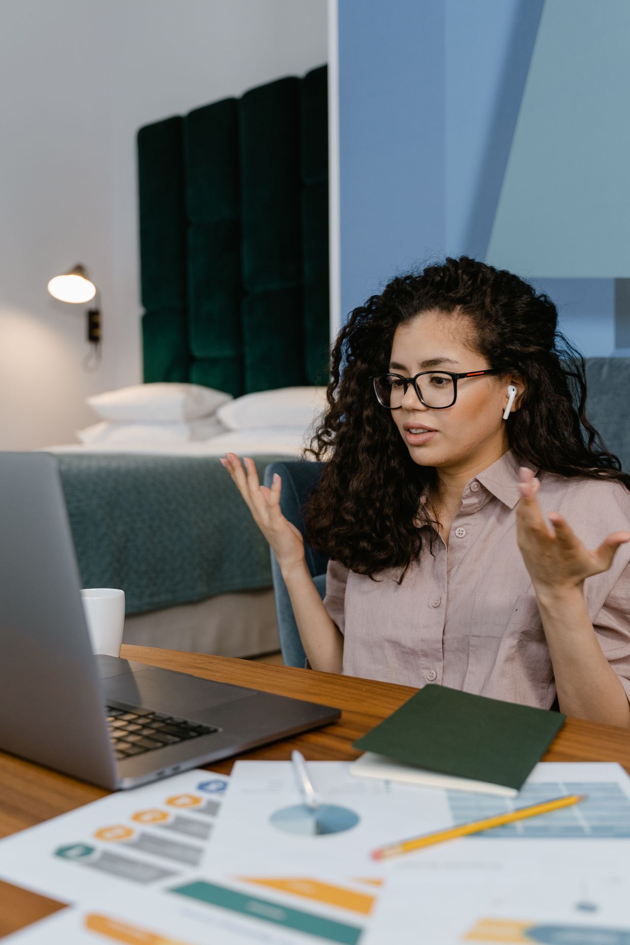 Joining a video call from a home workspace