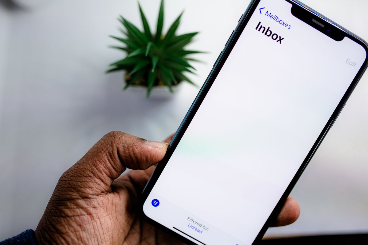 Email inbox on a smartphone