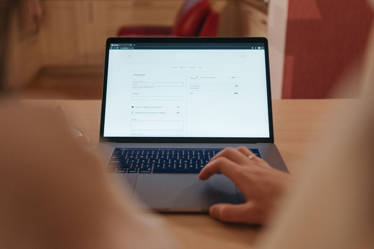 Online checkout page on a laptop screen